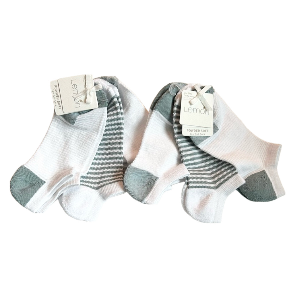 Lemon Woman’s 6 Pairs of Powder Soft Low-cut Socks White Grey NWT